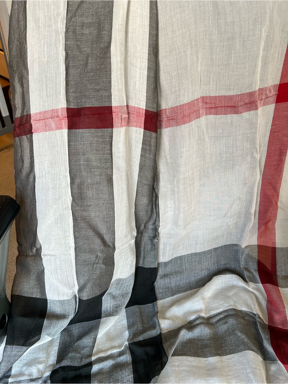 NWT Burberry Sheer Mega Check Scarf Stone 200x90 Original Box